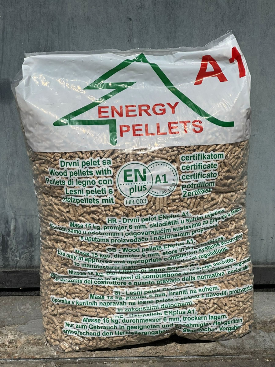 Pellet in sacchi con certificazione EN Plus A1